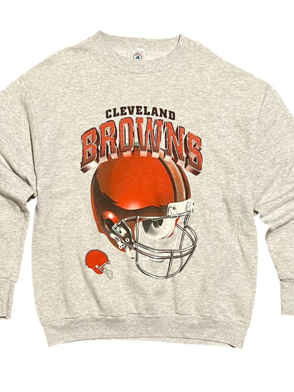 Cleveland Browns Helmet Vintage 90s Throwback Crewneck Sweatshirt, Men's Large